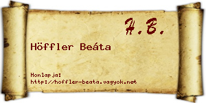 Höffler Beáta névjegykártya